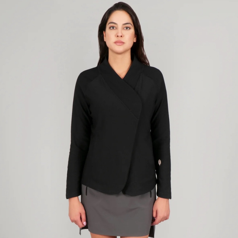Indygena SALOTRA VEST Black Size Small Wrap Athleisure Jacket Indyeva